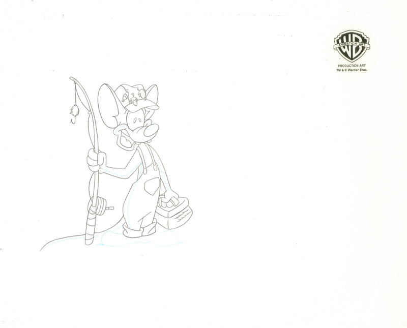 Pinky And The Brain Original Production Cel with Matching Drawing Signed by Tom Ruegger: Pinky