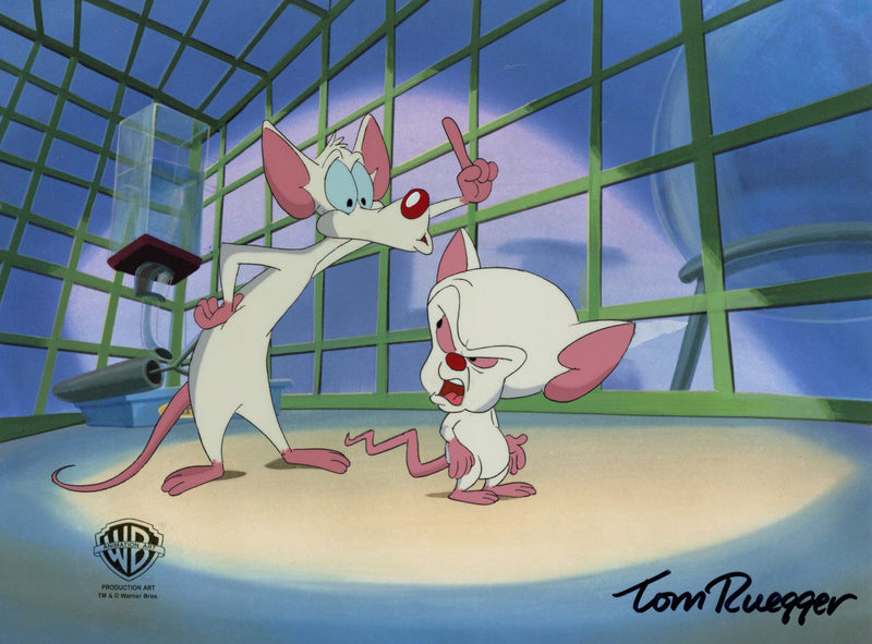 Pinky And The Brain Original Production Cel signed by Tom Ruegger: Pinky and Brain