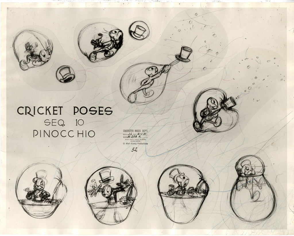 Pinocchio Original Production Model Sheet: Jiminy Cricket - Choice Fine Art