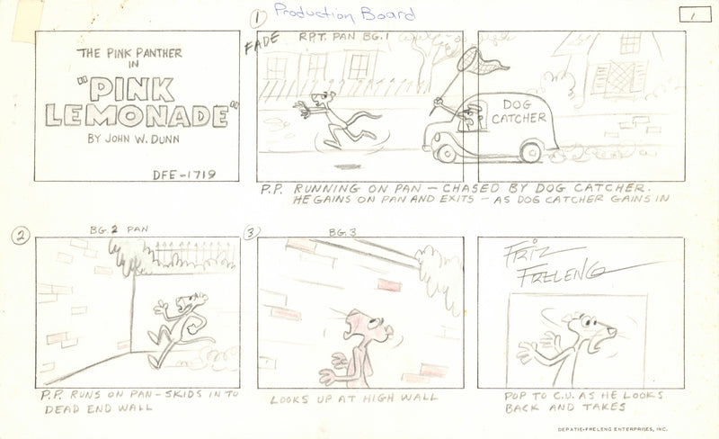 The Pink Panther Original Production Board Drawing