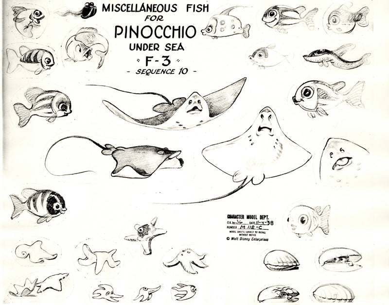 Pinocchio Original Production Model Sheet: Fish