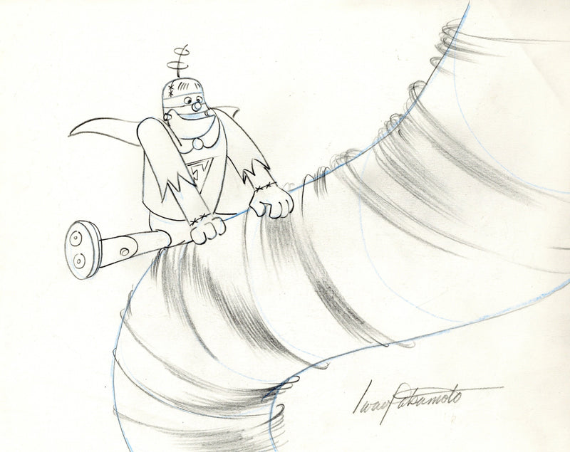 Frankenstein Jr. and the Impossibles Original Production Drawing Signed Iwao Takamoto: Frankenstein Jr. and Buzz