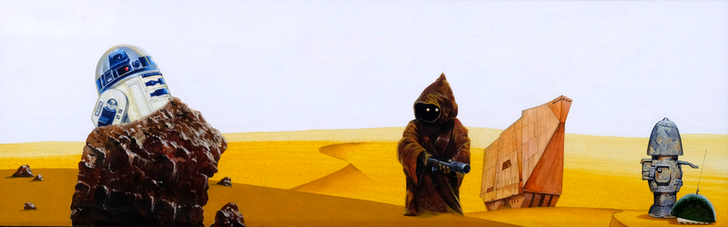 Star Wars - The Empire Strikes Back Mix and Match Storybook Oil Painting Concept: R2D2 and Jawa