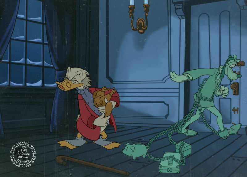 Mickey's Christmas Carol Original Production Cel: Scrooge McDuck and Goofy
