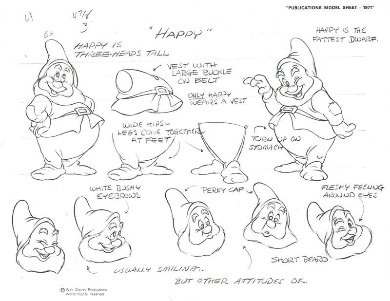 Snow White Publications Model Sheet Set of Seven: The Seven Dwarfs