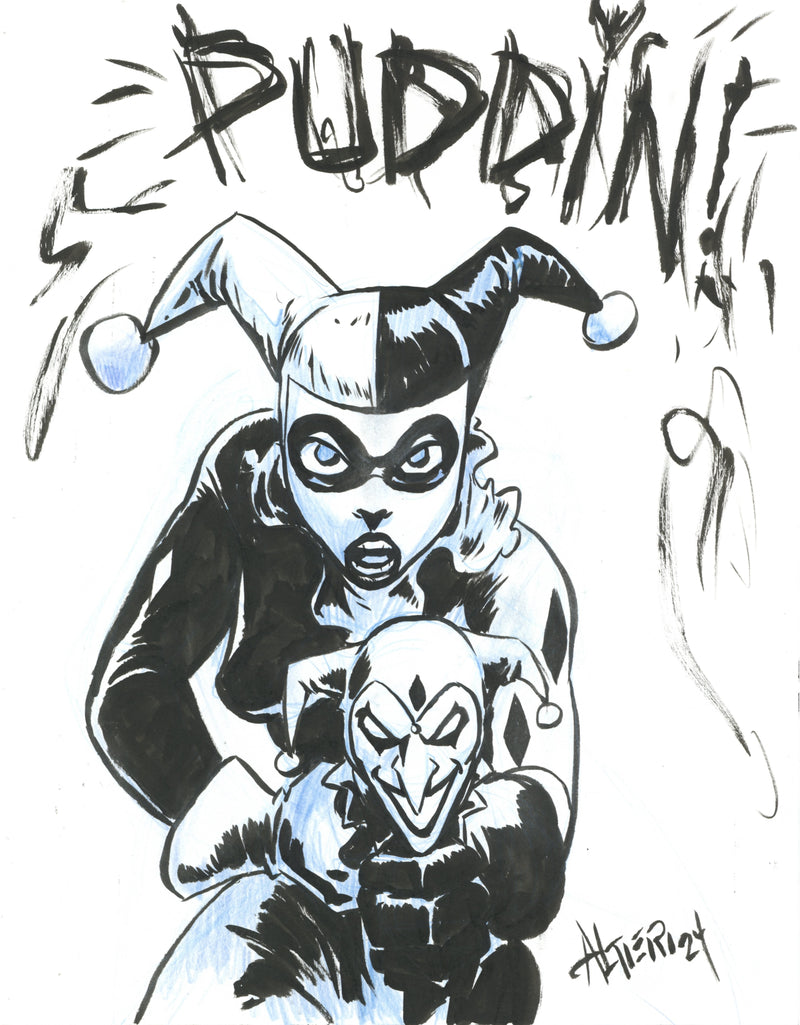 Kevin Altieri Signed Original Drawing: Harley Quinn