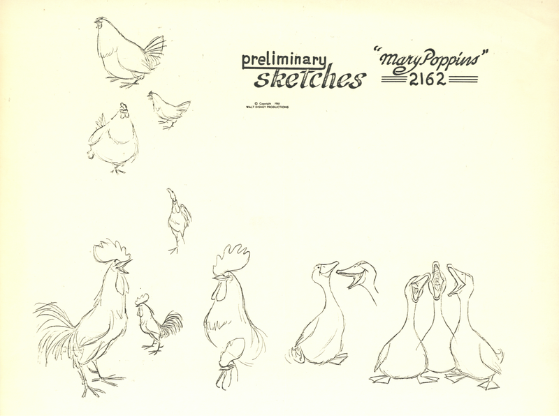 Mary Poppins Original Stat Model Sheet: Preliminary Animal Sketches