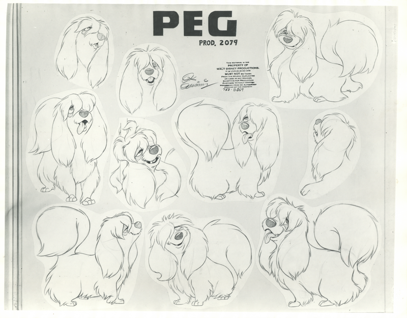 Lady and the Tramp Original Stat Model Sheet: Peg