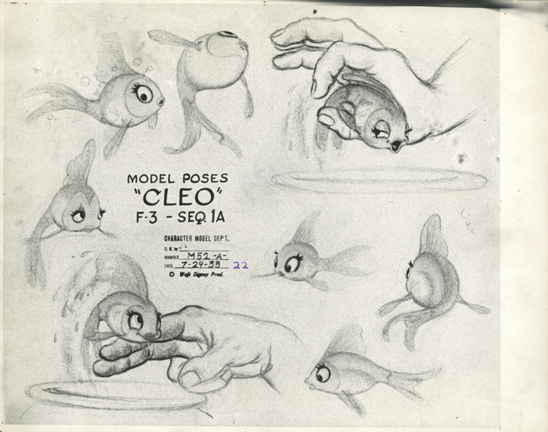 Pinocchio Original Stat Model Sheet: Cleo the Goldfish