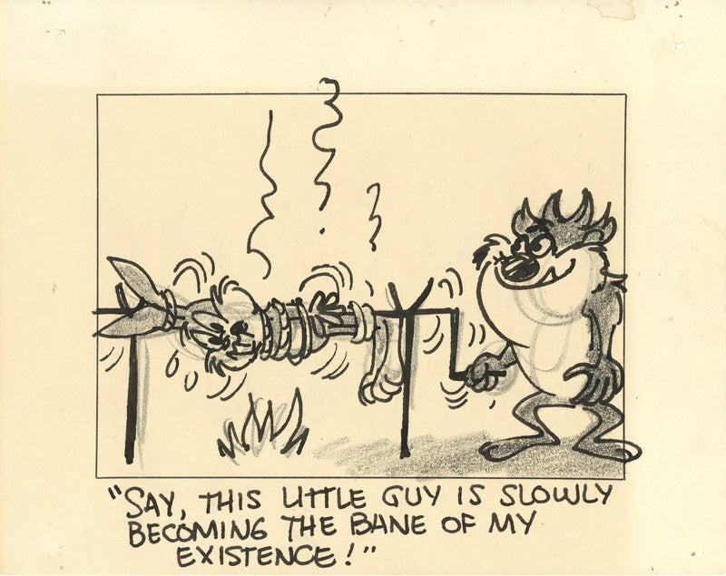 Bill of Hare Original Storyboard Drawing: Bugs, Taz