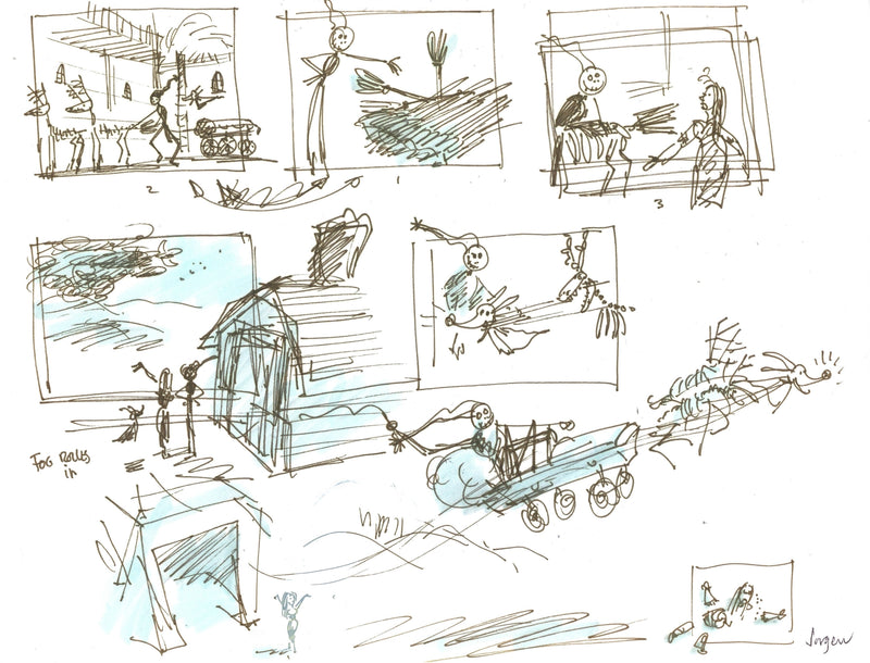 The Nightmare Before Christmas Original Storyboard Drawing Signed by Jorgen Klubien (Framed)