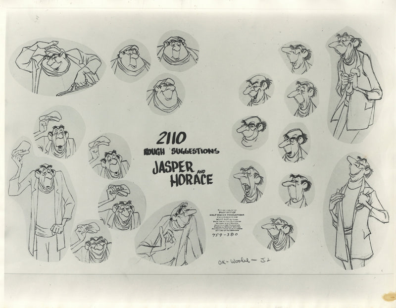 101 Dalmatians Original Stat Model Sheet: Jasper and Horace