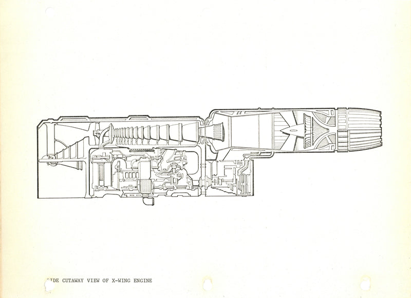 Star Wars: The Empire Strikes Back - Photostat Engineering Elevation: Side Cutaway of X-Wing Engine