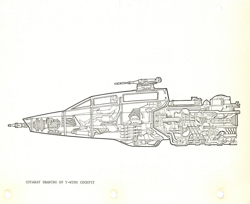 Star Wars: The Empire Strikes Back - Photostat Engineering Elevation: Side Cutaway of Y-Wing Cockpit