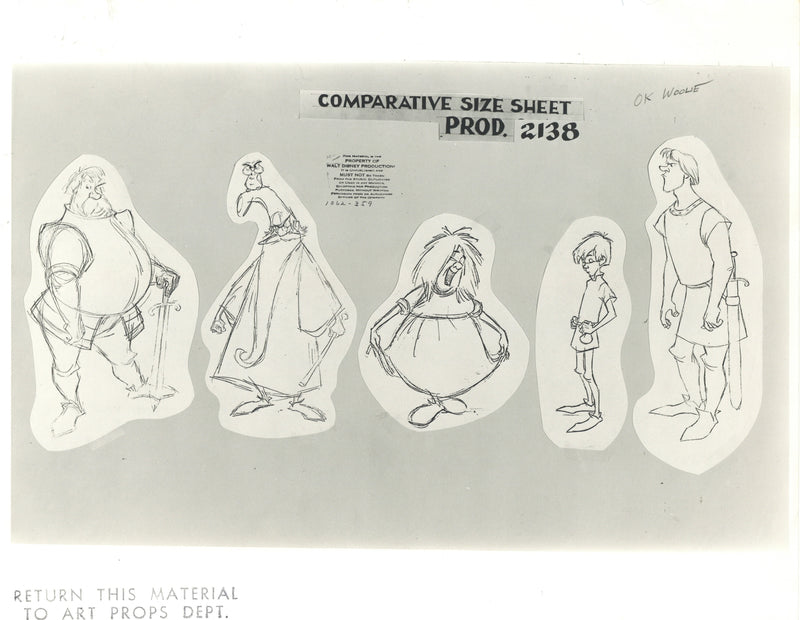 The Sword in the Stone Original Stat Model Sheet: Size Comparison Chart