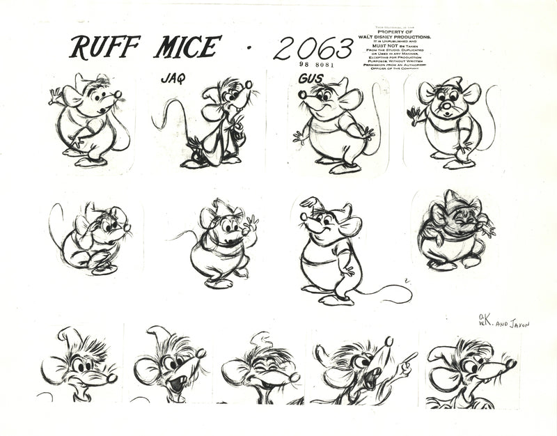 Cinderella Original Stat Model Sheet: Rough Mice - Jaq and Gus