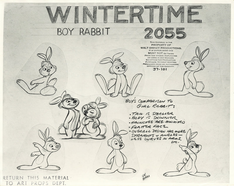 Once Upon A Wintertime Original Stat Model Sheet: Boy Rabbit