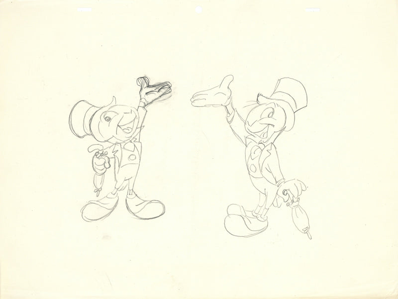 Jiminy Cricket Original Character Study Drawing by Preston Blair