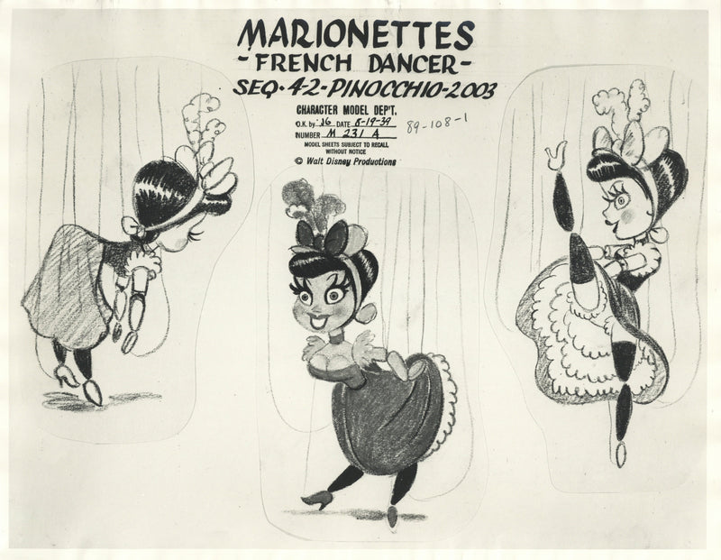 Pinocchio Original Stat Model Sheet: Marionettes