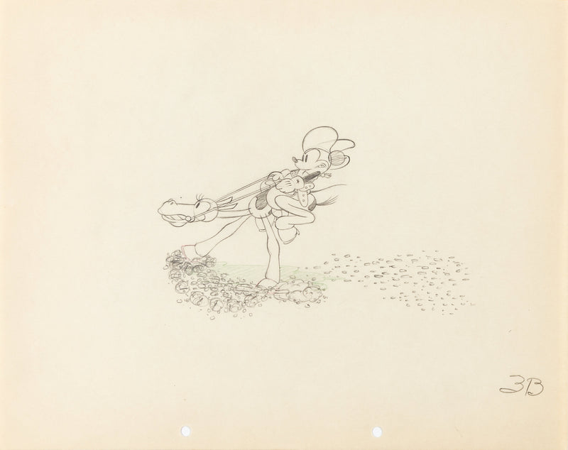 Two Gun Mickey Original Production Drawing: Mickey Mouse