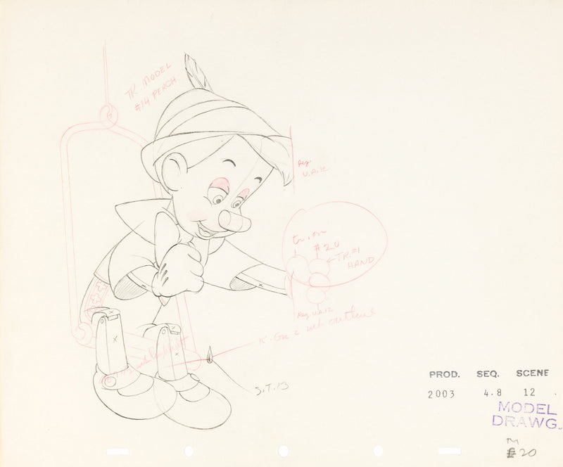 Pinocchio Original Production Model Drawing: Pinocchio