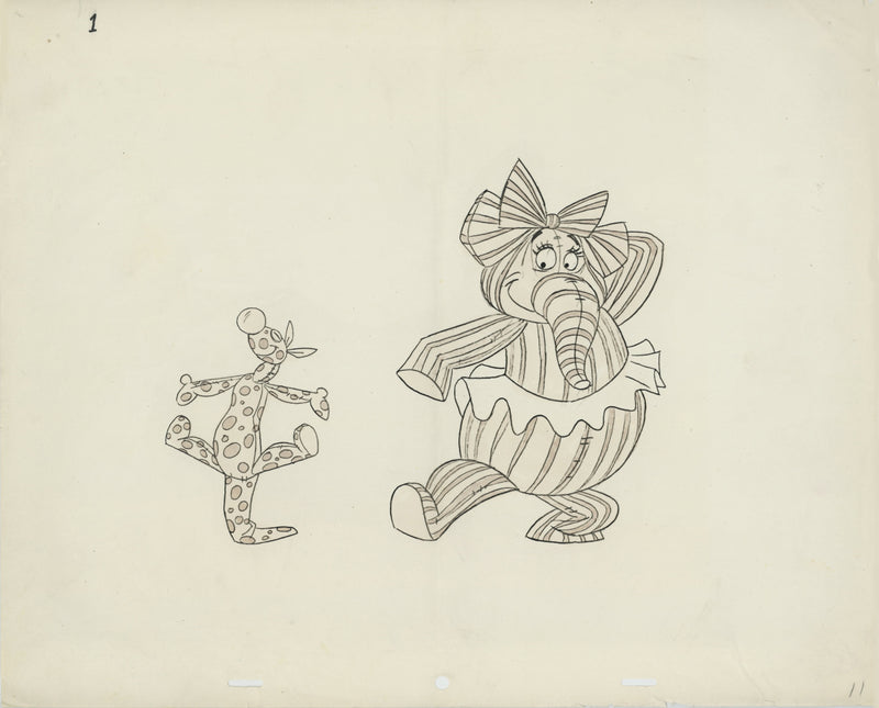 Hand-Colored Photostat Size Comparison Model Sheet: Heffalump, Woozle
