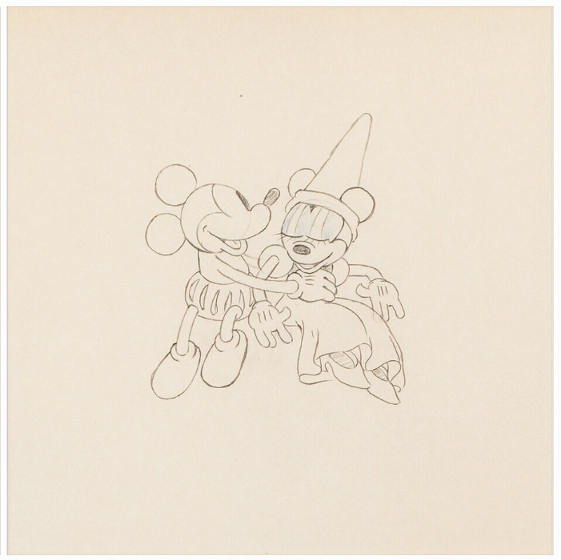 Ye Olden Days Original Production Drawing: Mickey Mouse, Minnie Mouse