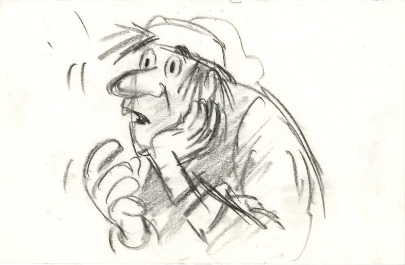 Oliver & Company Original Storyboard Drawing: Fagin
