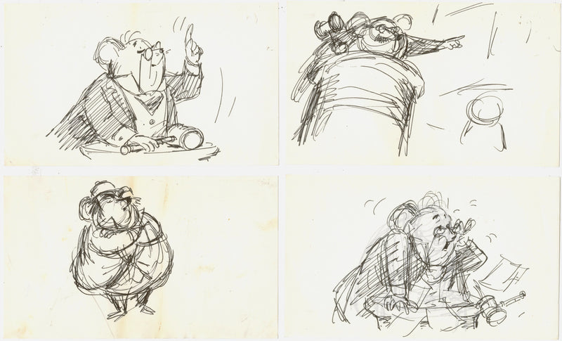 The Rescuers Storyboard Drawings (Set of 4): Mr. Chairman