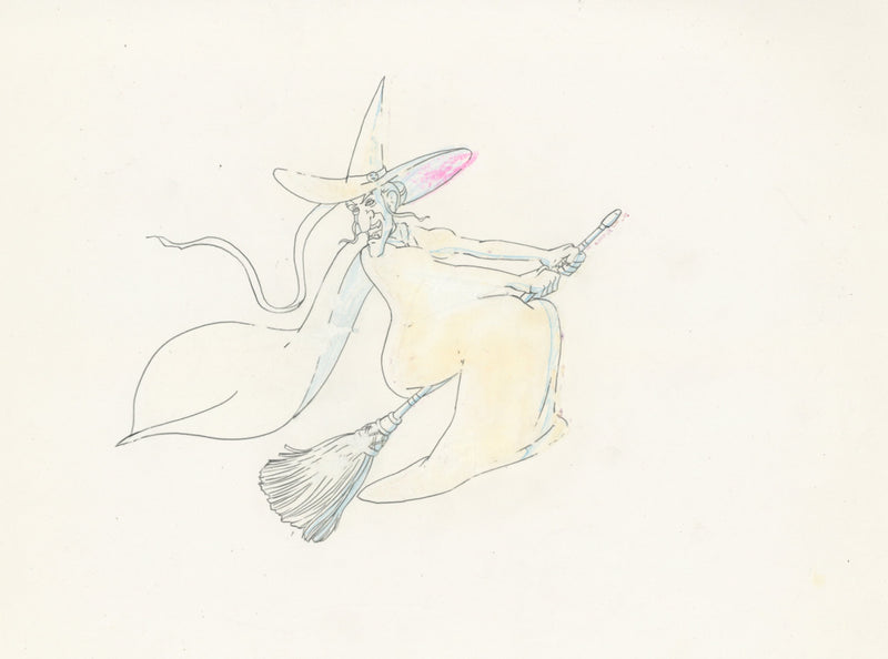 The Wizard of Oz Original Production Cel and Drawing on Original Background: Wicked Witch