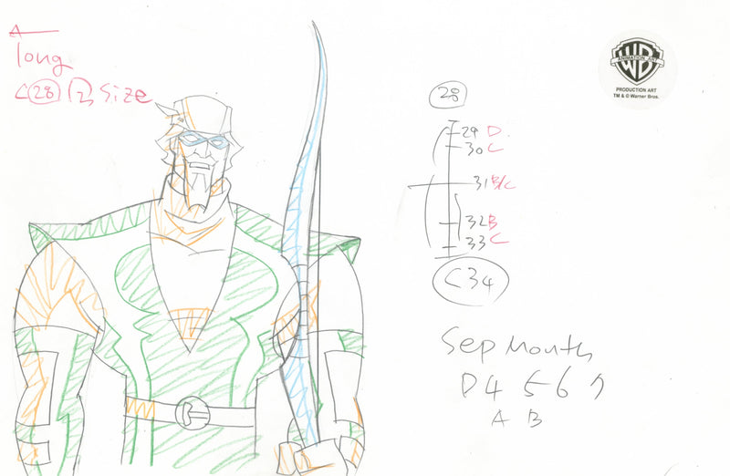 Justice League Unlimited Original Production Drawing: Green Arrow