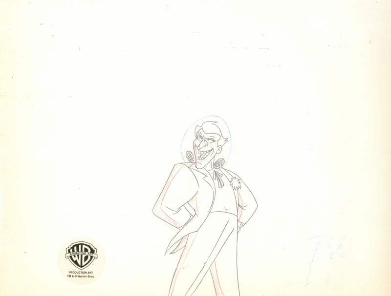 Batman The Animated Series Original Production Cel Signed by Kevin Altieri with Matching Drawing: Joker