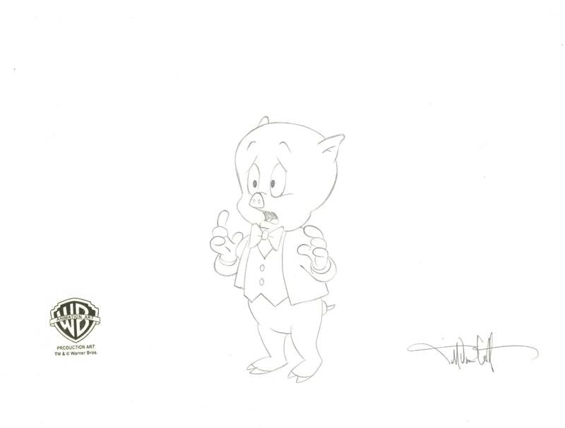 Looney Tunes Original Production Drawing signed by Darrell Van Citters: Porky Pig