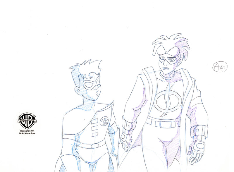 Static Shock Original Production Drawing: Static Shock and Robin