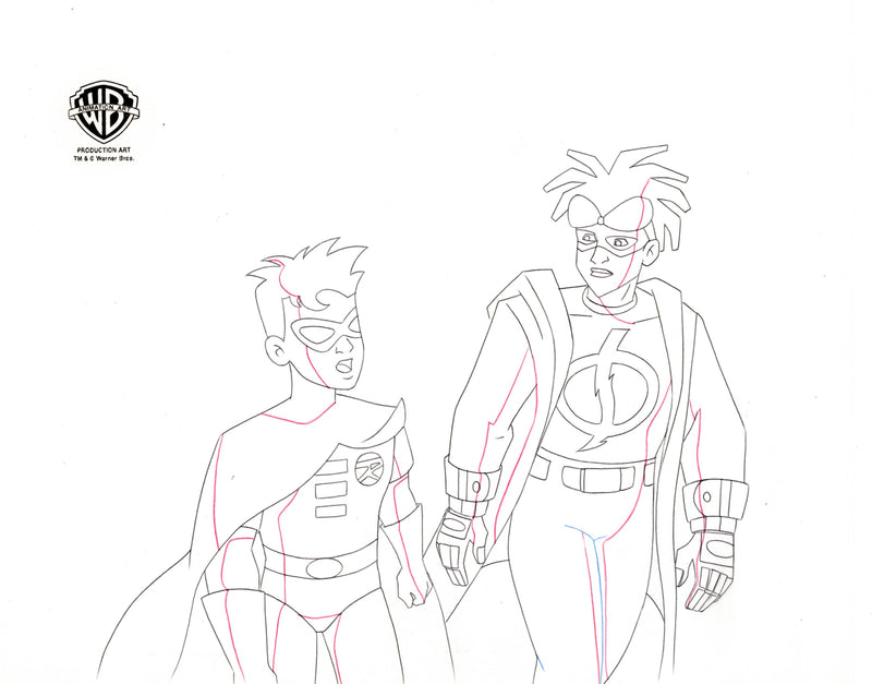 Static Shock Original Production Drawing: Static Shock and Robin