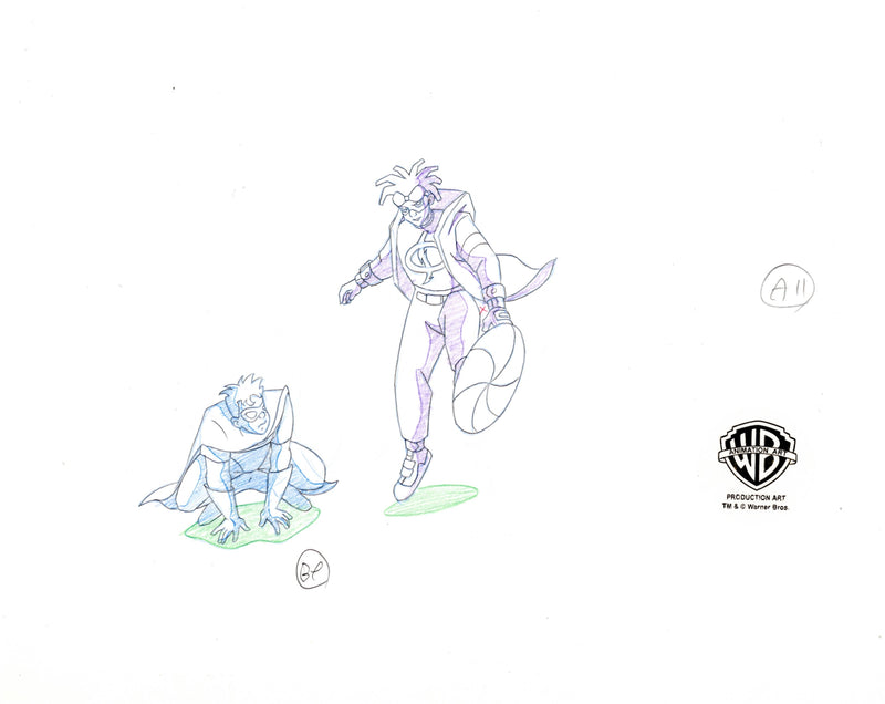 Static Shock Original Production Drawing: Static Shock and Robin