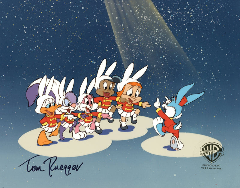 Tiny Toons Adventures Original Production Cel Signed by Tom Ruegger: Shirley, Fifi, Babs, Mary, Elmyra, Buster