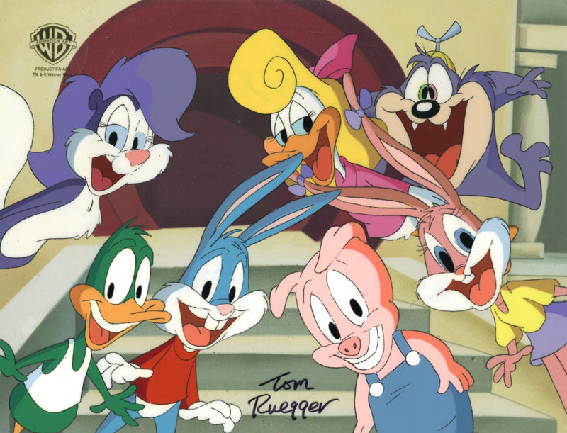 Tiny Toon Adventures Original Production Cel Signed by Tom Ruegger: Tiny Toons Cast