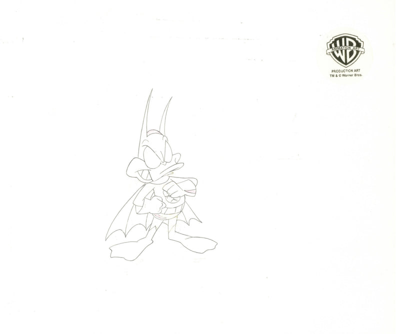 Tiny Toons Original Production Cel with Matching Drawing Signed by Tom Ruegger: Batduck