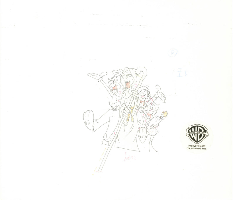 Animaniacs Original Production Cel with Matching Drawing Signed by Tom Ruegger: Yakko, Wakko, Dot