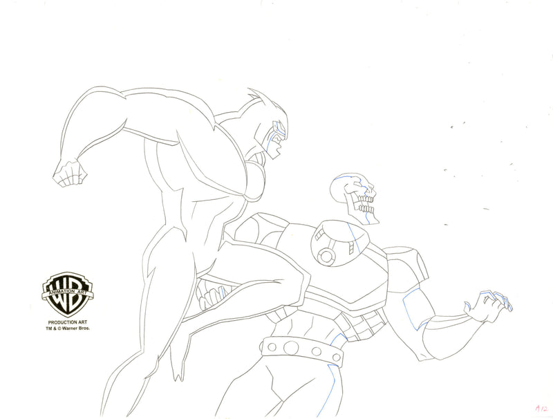Justice League Unlimited Original Production Drawing: Wildcat and Atomic Skull