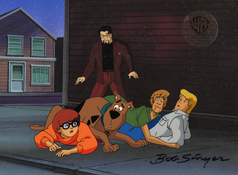 Scooby Doo and the Witch's Ghost Original Production Cel Signed by Bob Singer: Scooby, Shaggy, Velma, Fred. Ben Ravencroft