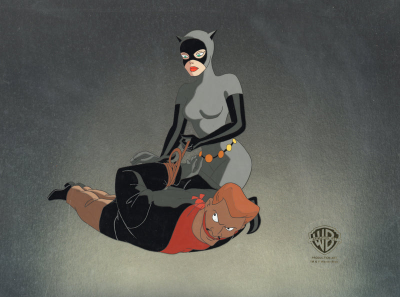 Batman The Animated Series Original Production Cel On Original Background: Catwoman