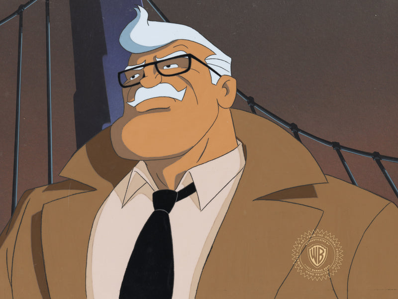 Batman The Animated Series Original Production Cel On Original Background: Commissioner Gordon