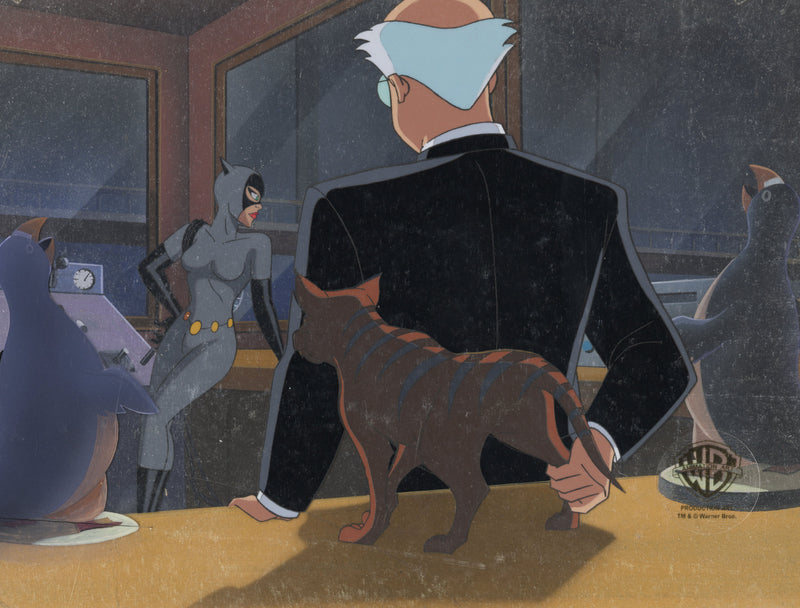 Batman The Animated Series Original Production Cel On Original Background: Catwoman and the Ventriloquist