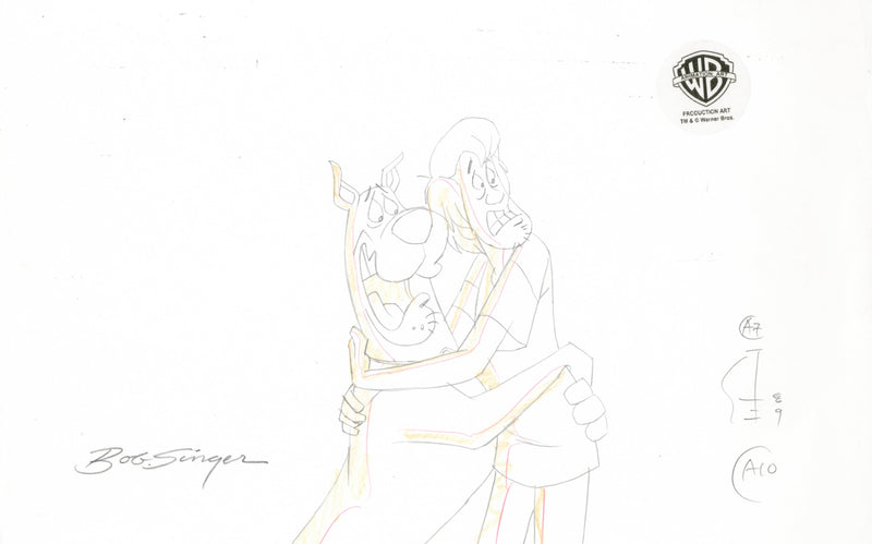 What's New Scooby-Doo? Original Production Drawing Signed by Bob Singer: Shaggy and Scooby