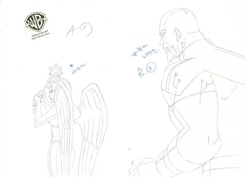 Justice League Unlimited Original Production Drawing: Hawkgirl, Justice Lord Green Lantern