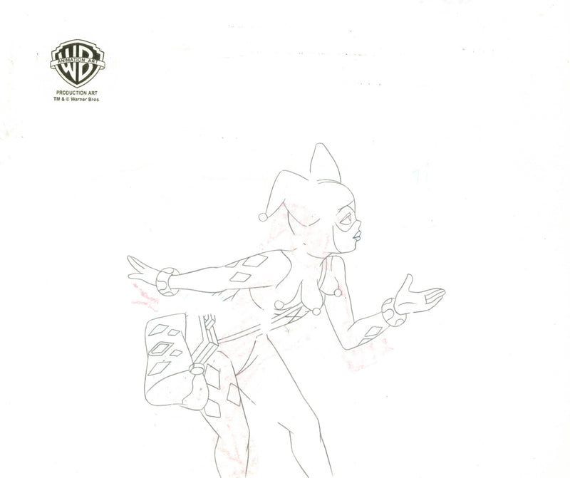 Batman The Animated Series Original Production Cel with Matching Drawings: Harley Quinn, Poison Ivy