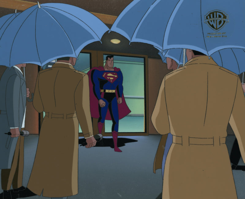 Superman the Animated Series Original Production Cel on Original Background: Superman