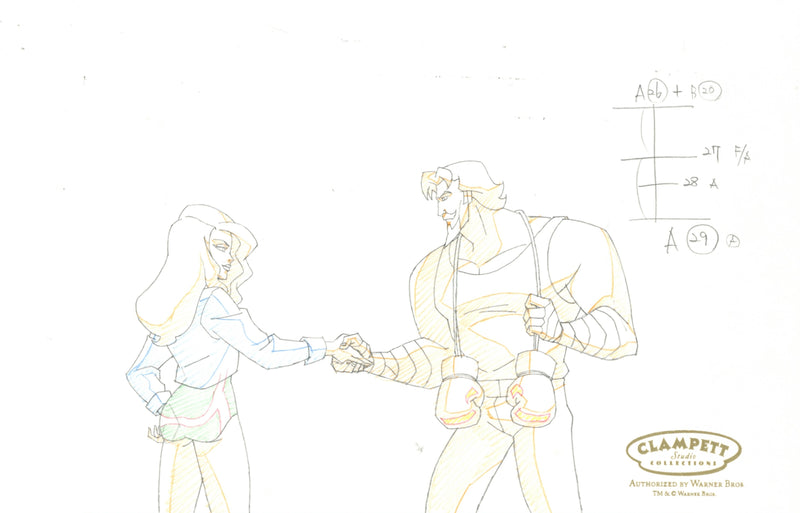 Justice League Unlimited Original Production Drawing: Black Canary, Green Arrow